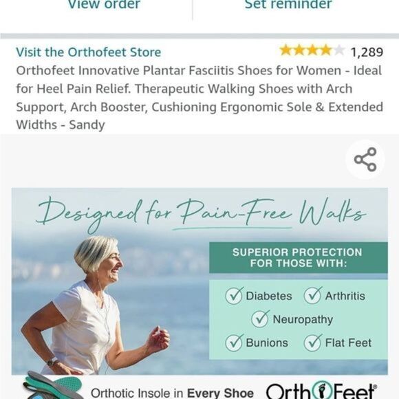 Women's Orthofeet sneakers. Light gray. Therapeutic walking‎ shoes. 7 Wide. - Picture 8 of 12